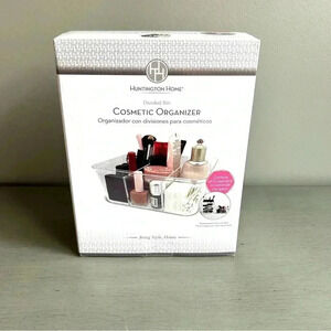 Huntington Home Cosmetic Make-Up Bathroom Organizer Storage Clear Divided Bin